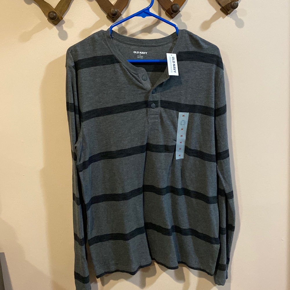 Grey striped long sleeve T-shirt